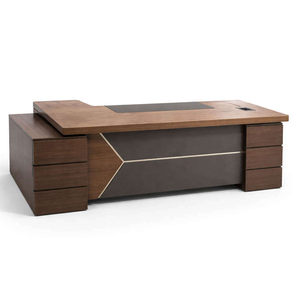 Custom executive wood desk with cable management, AIHAM TECHNOLOGY Morocco